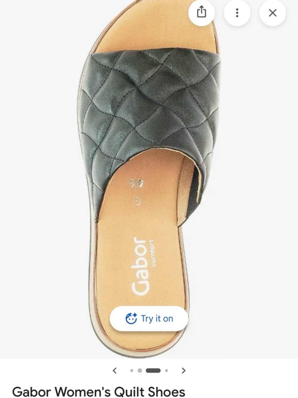 Gabor Quilted Slide Sandal in Black leather